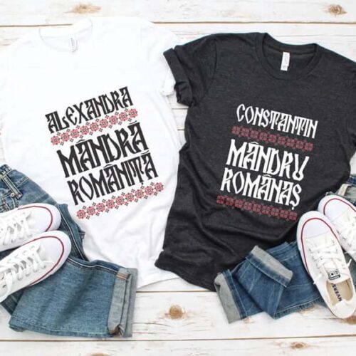 Set Tricouri Cuplu Personalizate - Mândru Românaș