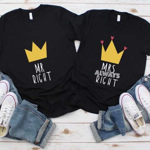 Set Tricouri Cuplu Personalizate Mr Right Mrs Always Right