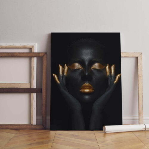 Tablou Canvas Beauty Woman Gold Makeup Three