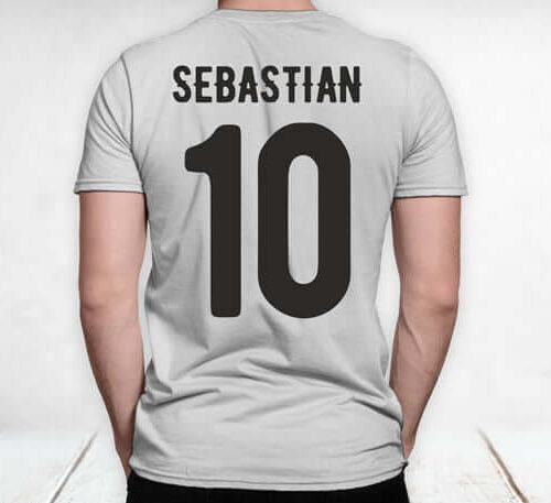 Tricou personalizat Fotbal cu nume și număr model alb