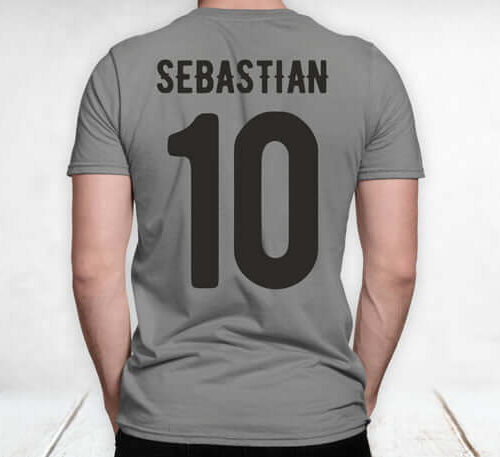 Tricou personalizat Fotbal cu nume și număr model gri