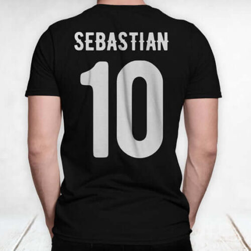 Tricou personalizat Fotbal cu nume și număr model negru