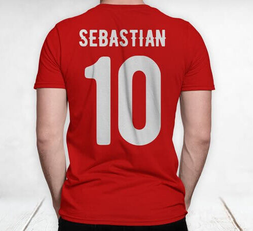 Tricou personalizat Fotbal cu nume și număr model rosu