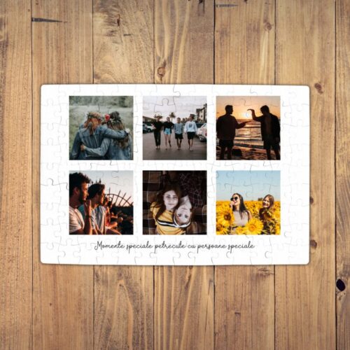 Puzzle Personalizat Magnetic - 96 de piese, 20x28 cm, 6 Poze cu text, PZ01