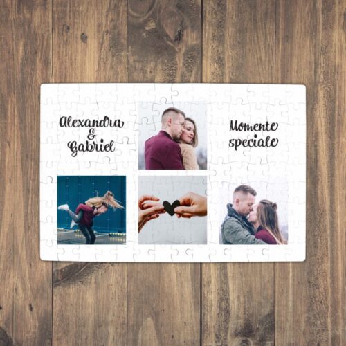 Puzzle Personalizat Magnetic - 96 de piese, 20x28 cm, 4 poze cu text, PZ09