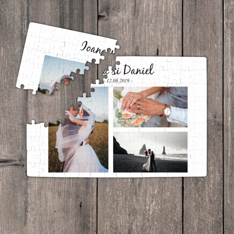 Puzzle Personalizat Magnetic - 96 de piese, 20x28 cm, 3 poze cu text, PZ012 - imagine 2