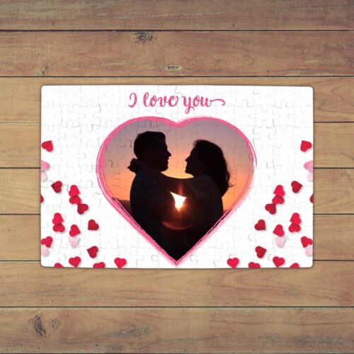 Puzzle Personalizat Magnetic - 96 de piese, 20x28 cm, o poza in forma de inima, PZ013