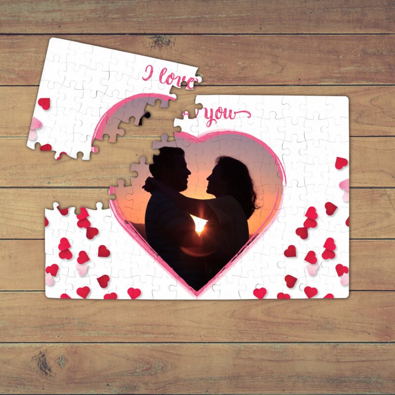 Puzzle Personalizat Magnetic - 96 de piese, 20x28 cm, o poza in forma de inima, PZ013 - imagine 2