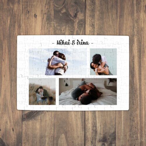 Puzzle Personalizat Magnetic - 96 de piese, 20x28, 4 Poze cu text, PZ02