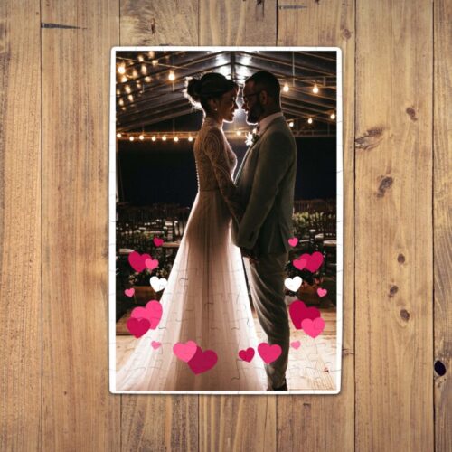 Puzzle Personalizat Magnetic - 96 de piese, 20x28 cm, o poza cu inimioare, PZ011