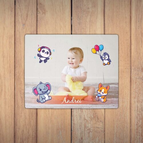 Puzzle Personalizat pentru copii - 30 de piese, 19x24 cm, o poza cu ilustratii si text, PZ020