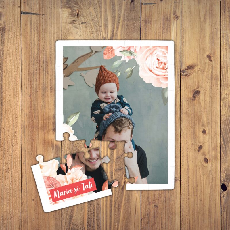 Puzzle Personalizat pentru copii - 30 de piese, 19x24 cm, o poza cu flori si text, PZ029 - imagine 2