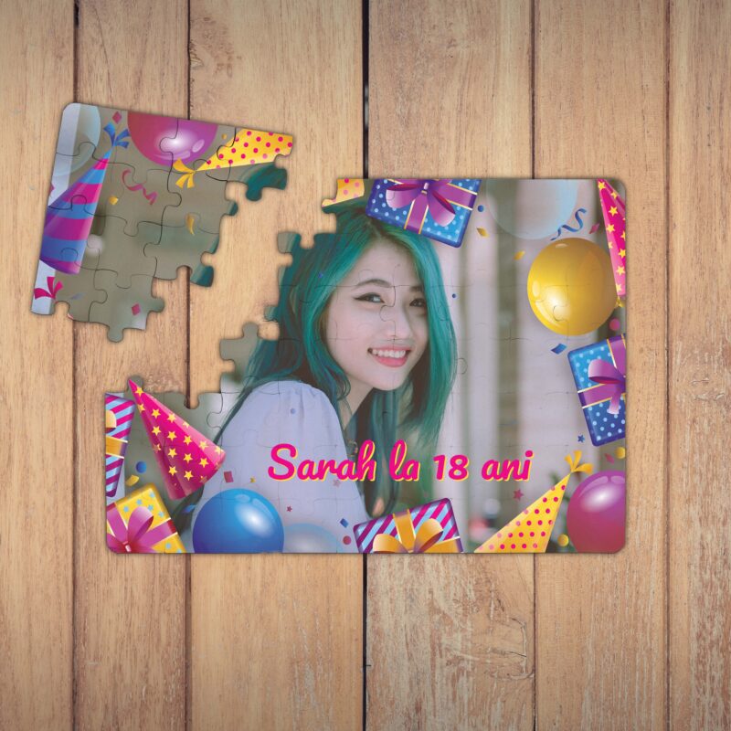 Puzzle Personalizat Magnetic - 63 de piese, 13x18 cm, o poza cu rama onomastica si text, PZ037 - imagine 2